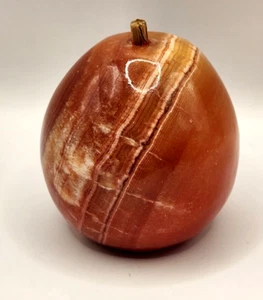 Beautiful Carved Alabaster Stone Fruit Pear With Wood Stem - Picture 1 of 7