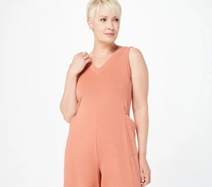 Mono Gaucho AnyBody Petite Acogedor Tejido Lujo Cuello en V Cobre Claro PM A397592 - Imagen 1 de 4