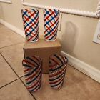 NEW S/4 Pottery Barn Americana Striped Outdoor TALL Plastic Tumblers Glasses