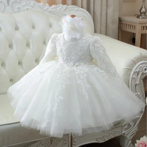 Flower Girl Dress Bridesmaid Wedding Birthday Lace Bow Party Formal Gown - Picture 1 of 19