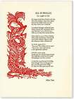 Allen Tate-ALL IS BRILLIG (OR OUGHT TO BE)-1978-1ST ED-1/100-POETRY BROADSIDE-FN