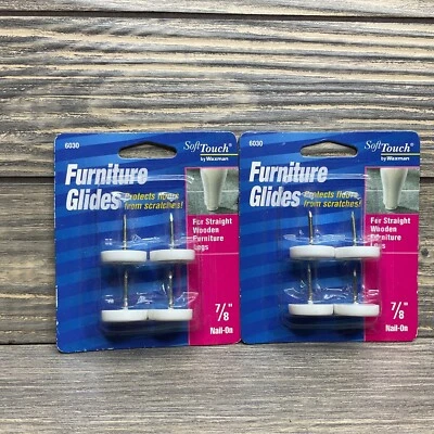 Waxman 6030 White Furniture Glides 7/8” Nail-On 4 Count Pack Lot of 2 Foto 1 de 3