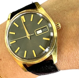 Vintage Belforte 18j Selfwinding Men's Watch Model 12DIP Black Strap Runs - Picture 1 of 16
