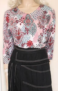 Monsoon white red Paisley print viscose lightweight knit jumper top size M/12–14 - Picture 1 of 9