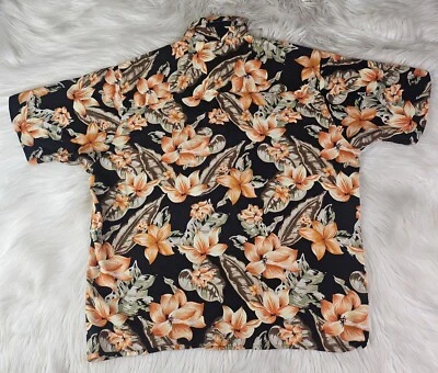 John Henry Shirt Adult (M)  Floral Hawaiian Button Up Rayon - Image 1 of 4