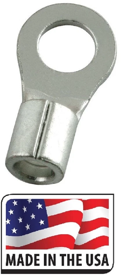 (100) Ring Terminal Connector Non-Insulated Uninsulated 22-18 GA 1/4" 18-22 AWG - Image 1 of 1