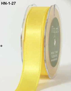 1 Inch Satin Grosgrain Edge Ribbon - May Arts - HN27 - Yellow - 25 Yards - Picture 1 of 1