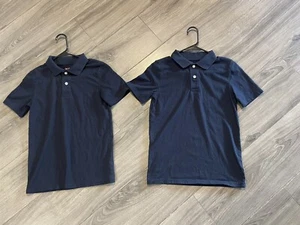 Lot Of 2 Kids Navy Blue Polo School Uniform Shirt Cat & Jack Size L Short Sleeve - Picture 1 of 9