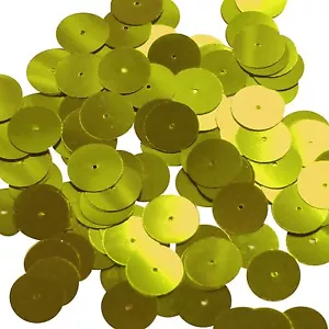 Lentelletes de costura metálicos amarillos de lentejuelas redondas de 15 mm - Imagen 1 de 2