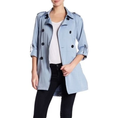 Jaqueta Trench Coat BCBGeneration Azul Anorak-Excelente Estado - Imagem 1 de 4