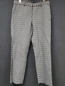 Theory Blue Gray Geometric Design Jacquard Cropped Trouser Pants Women's Size 6 - Picture 1 of 7