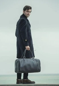 ObiPelle Genuine 100% Real Leather Weekend Travel Bag - Harber (Granite Black) - Picture 1 of 9