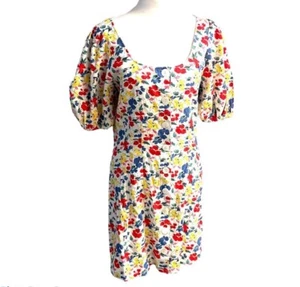 Vestido Patinador de Verano Rixo X Target Lino Floral Manga Abullonada Botón Frontal Talla 8 - Imagen 1 de 9