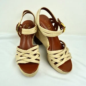 Lauren Ralph Lauren Sandals Espadrille Shoes Natural Hemp Jute Strappy - Picture 1 of 13