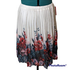 Metro Wear Soft Floaty Floral Pleated Skirt White Size Xl Nwt