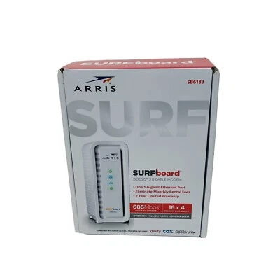 ARRIS SB6183 Surfboard Cable Modem DOCSIS 3.0 686Mbps  16x4 Modem Channels White - Image 1 of 4