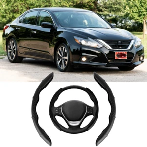 Cubierta de cuero para volante de coche de fibra de carbono de 15 pulgadas para Nissan Altima Máxima - Imagen 1 de 10