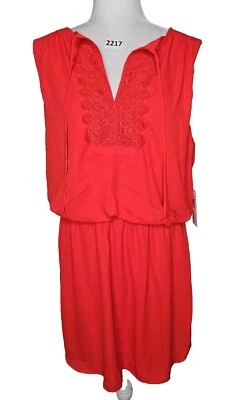 全新带标签 Bisou Bisou Blouson 连衣裙半透明连衣裙内衬无袖橙色 16 码 — 第 1/4 张图片