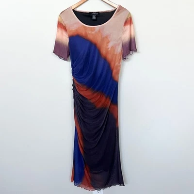 New MIDNIGHT VELVET Bodycon Mesh Gradient Color Ombre Ruching Side Dress SIZE M - Image 1 of 4