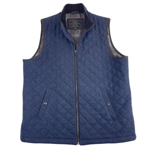 Jos A Bank Reserve Herringbone Full Zip Vest Mens L Wool Blend Quilted Preppy - Picture 1 of 14