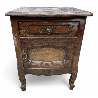 Vintage Rustic Wood Nightstand One Door One Drawer Bedside Home Decor Furniture - Image 1 of 4
