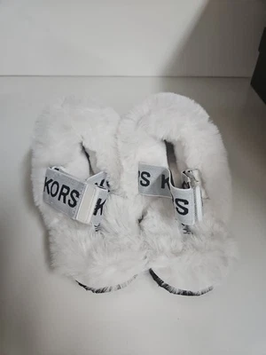 Michael Kors Elsie White Faux Fur Slingback Sandals - Image 1 of 4