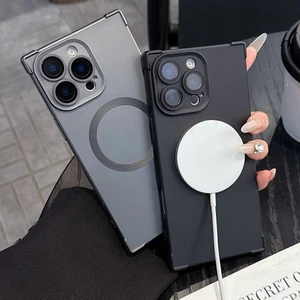 Rechteck Hülle für iPhone 17 16 15 13 14 Pro Max Magnet MagSafe Silikon Cover - Bild 1 von 13