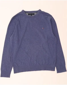 TOMMY HILFIGER Mens Crew Neck Jumper Sweater Medium Blue Cashmere DO13 - Picture 1 of 3