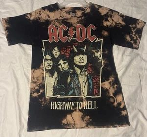 AC/DC Highway To Hell Tour T-Shirt Men's/Women’s S Bleach Tie-Dye Rock Metal T2 - Picture 1 of 3
