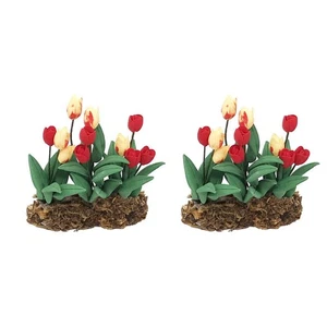 2 piezas 1:12 casa de muñecas miniatura flor de tulipán jardín planta accesorios decoración - Imagen 1 de 12