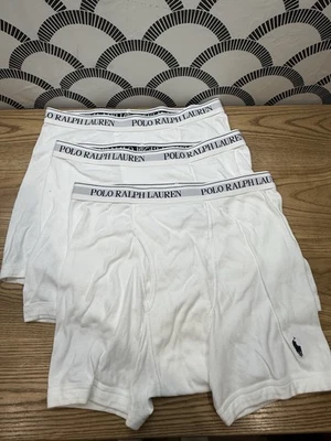 3 New Men's POLO RALPH LAUREN White Classic Fit 100% Cotton Boxer Briefs Sz Lg - Image 1 of 4