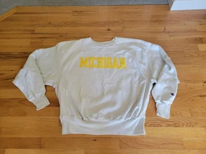 Sudadera Michigan U of M Champion Tejido Inverso Vintage Años 80 90 Blanca XL - Imagen 1 de 11