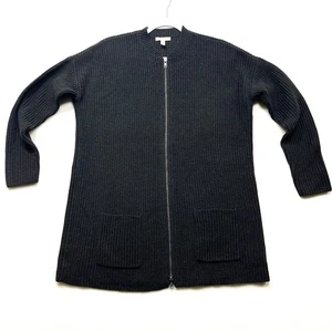 Sm Eileen F. Zip Black Cardigan Pullover Baumwolle Kaschmir Quiet Luxus Minimalistisch - Bild 1 von 12