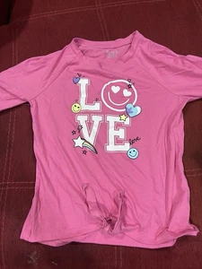 The Children’s Place Girls Pink LOVE Longsleeve Top Size Large Youth 10-12 - Picture 1 of 3