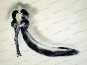 Disfraz de Marlene Dietrich estampado 8x10 boceto espectáculo de Las Vegas Sahara Hotel años 50 #J - Imagen 1 de 1