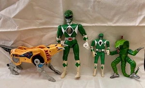 Vtg 1993 Bandai MMPR Lot 5.5" Flip Head, LG , Tiger, Snake Figure Green Rangers - Picture 1 of 24
