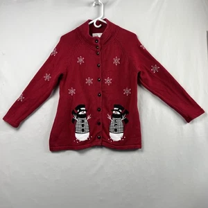 Suéter Muñeco de Nieve Mandal Bay Talla Grande Cárdigan Bordado Copos de Nieve Navidad - Imagen 1 de 13