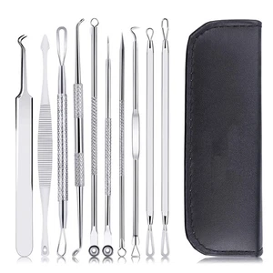 10 Pezzi Strumenti Per La Rimozione dei Punti Neri Blackhead Estrattore Ago Con - Foto 1 di 24