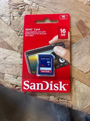 SANDISK SDHC CARD-16 GB HD Video ~ Memory Card Storage Sealed New! SD Card  - Image 1 of 2