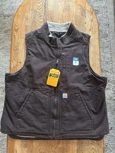 Carhartt Women’s Sherpa Lined Dark Brown Vest - Relaxed Fit OV4277-W - Picture 1 of 6