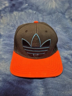Vintage Adidas Hat Cap  - Black Orange Trefoil Logo Embroidered Underbrim Y2K - Image 1 of 4
