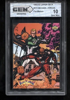 Michael Jordan 1992-93 Upper Deck #510 FaniMation Larry Bird САМОЦВЕТ КАК НОВЫЙ 10 - Изображение 1 из 2