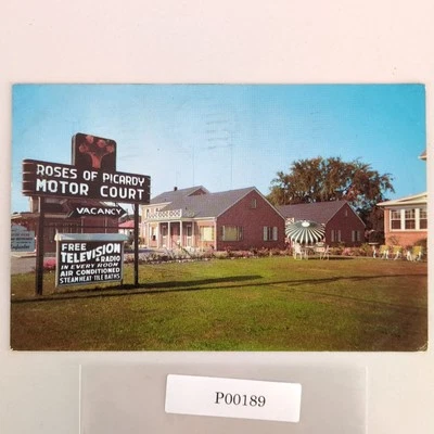 Vintage Petersburg Virginia Postcard Roses of Picardy Motor Court Hotel 1958 - Image 1 of 2