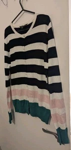 Ladies Dorothy Perkins Striped Long Sleeve Cardigan Size 10 - Picture 1 of 4