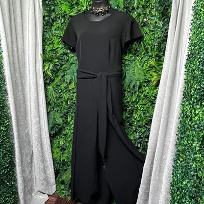 Lane Bryant Jumpsuit Size 28 Black Short Sleeve Wide Leg Belted Cocktail 3280 - Image 1 of 4