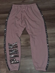 Pantalones deportivos ROSA Victoria’s Secret para mujer talla pequeña lentejuelas rosa claro - Imagen 1 de 4