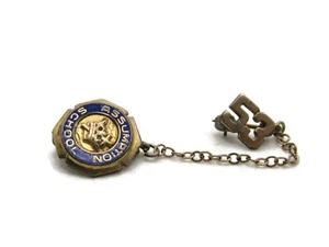 Assumption School 53 Pin & Chain Set Blue & Gold Tone - Picture 1 of 4