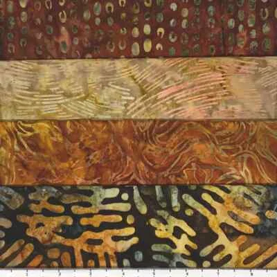 Lot of (4) 1 Yard Cuts 100% Cotton Quilting Batik Fabric Brown Rust #325C - Image 1 of 2