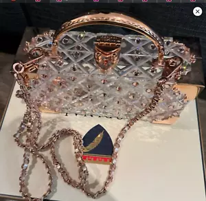 Aspinal Of London Trinket Box Transparent Acrylic with Rose Gold Crystals New - Picture 1 of 8