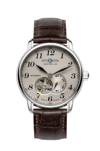 Zeppelin 76665 Men's Automatic Analogue Watch with Open Heart - Silver/Brown - Picture 1 of 4